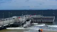 Widok z kamery obrotowej na plaże i morze w Gdańsku Brzeźnie