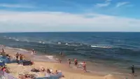 Widok na piękną, piaszczystą i szeroką plażę w Grzybowie w woj. zachodniopomorskim.