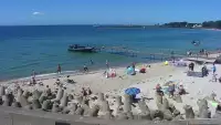 Kamera na bulwar helski plaże półwysep cypel na Helu.