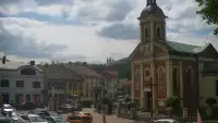 Ujęcie z kamery na Kalwarie Zebrzydowską założoną w pierwszej poł. XVII w.