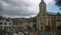 Ujęcie z kamery na Kalwarie Zebrzydowską założoną w pierwszej poł. XVII w.
