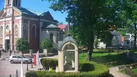 Ujęcie z kamery na Kalwarie Zebrzydowską założoną w pierwszej poł. XVII w.