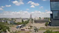 Widok z kamery na Spodek w Katowicach