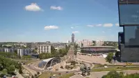 Widok z kamery na Spodek w Katowicach