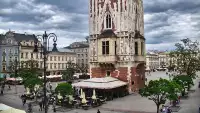 Kamera obrotowa z widokiem na Rynek Główny w Krakowie od strony ulicy Brackiej
