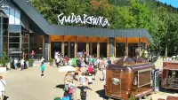 Widok na dolną stację kolei linowej na Gubałówkę oraz targowisko.