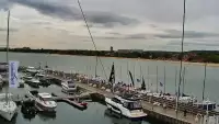 Kamera a z niej obraz na drewniane molo w Sopocie.