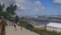 Stegna kamera bulwar, plaża i morze.