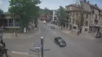 Zakopane - widok na skrzyżowanie ulic Zamoyskiego z Krupówkami.