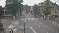 Zakopane - widok na skrzyżowanie ulic Zamoyskiego z Krupówkami.
