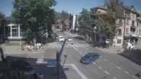 Zakopane - widok na skrzyżowanie ulic Zamoyskiego z Krupówkami.