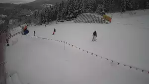 Widok z kamer na trasy narciarskie Beskid Sport Arena w Szczyrku