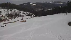 Widok z kamery na stok Biały Krzyż w Szczyrku.