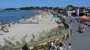 Kamera na bulwar helski plaże półwysep cypel na Helu.