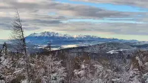 Widok na Tatry z obrotowej kamery na Jaworzynie Krynickiej