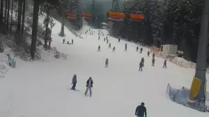 Widok z Kamery trasę narciarską w Karpacz Biały Jar.