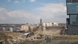Widok z kamery na Spodek w Katowicach