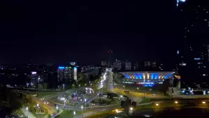 Widok z kamery na Spodek w Katowicach