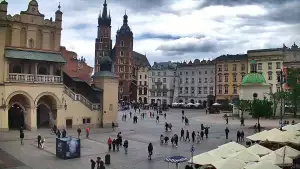 Kamera obrotowa z widokiem na Rynek Główny w Krakowie od strony ulicy Brackiej