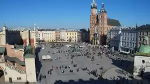 Widok na Kościół Mariacki w Krakowie.