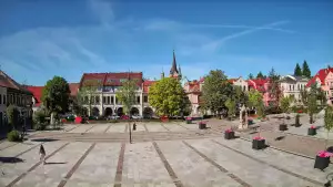 Widok z kamery na Myślenice – miasto powiatowe w woj. małopolskim.