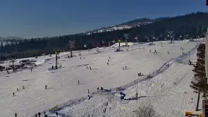 Widok na panoramę gór ze stacji narciarskiej Polana Szymoszkowa