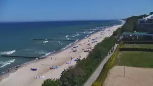 Ustronie Morskie widok z kamery na plażę