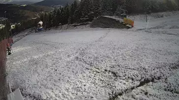 Widok z kamer na trasy narciarskie Beskid Sport Arena w Szczyrku