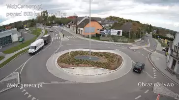 Widok z Kamery na rondo na żywo Hałcnów
