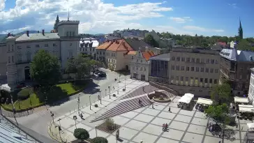 Widok z Kamery na Plac Bolesława Chrobrego w Bielsku-Białej na żywo