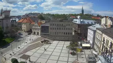 Widok z Kamery na Plac Bolesława Chrobrego w Bielsku-Białej na żywo