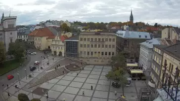 Widok z Kamery na Plac Bolesława Chrobrego w Bielsku-Białej na żywo