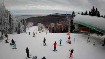 Widok z Kamery na górną trasę narciarską w Czarnym Groniu