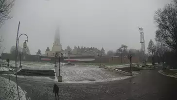 Widok z kamery na Sanktuarium Maryjne i Klasztor Zakonu Paulinów w Częstochowie.