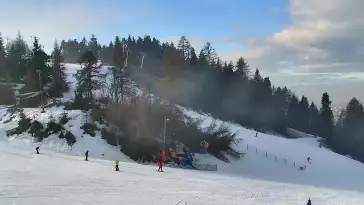 Widok na dolny odcinek trasy orczykowej stacji narciarskiej Czorsztyn-Ski Kluszkowce