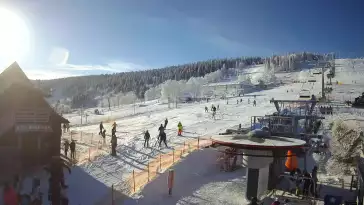 widok z dolnej stacji narciarskiej Gryglówka