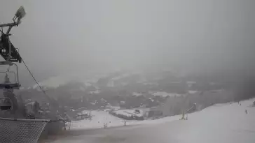 Widok z górnego odcinka Ośrodka Narciarskiego Harenda.