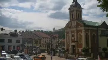 Ujęcie z kamery na Kalwarie Zebrzydowską założoną w pierwszej poł. XVII w.