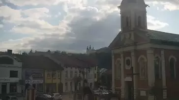 Ujęcie z kamery na Kalwarie Zebrzydowską założoną w pierwszej poł. XVII w.