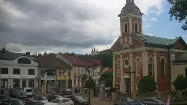 Ujęcie z kamery na Kalwarie Zebrzydowską założoną w pierwszej poł. XVII w.
