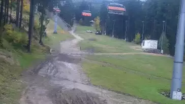 Widok z Kamery trasę narciarską w Karpacz Biały Jar.