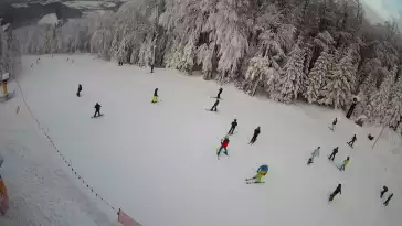 Widok na stację końcową wyciagu o należącym do Grupy Pingwina ośrodku Kasina Ski