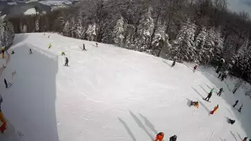 Widok na stację końcową wyciagu o należącym do Grupy Pingwina ośrodku Kasina Ski