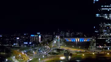 Widok z kamery na Spodek w Katowicach