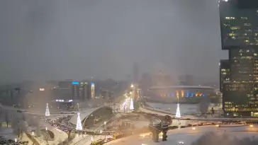 Widok z kamery na Spodek w Katowicach