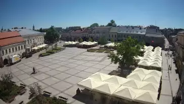 Kamera prezentuje ujęcie na rynek w Kielcach w województwie świętokrzyskim.