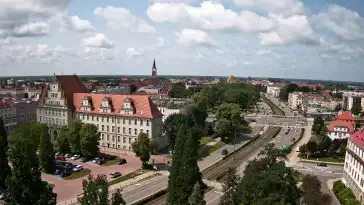 Widok na panoramę miasta w Elblągu