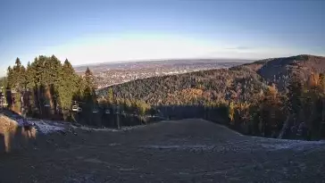 Widok z Kamery na górną stację narciarską Sport Arena Myślenice