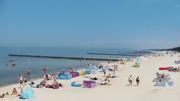 Widok z kamery na molo i plażę w Niechorzu - NOWOŚĆ