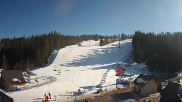 Widok z Kamery na dolną stację narciarską